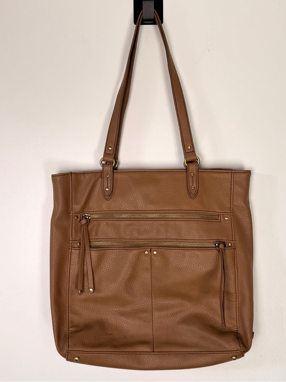 Relic Brown Faux Leather Tote Shoulder Bag Large Multi Pocket Work Shopper Y2K